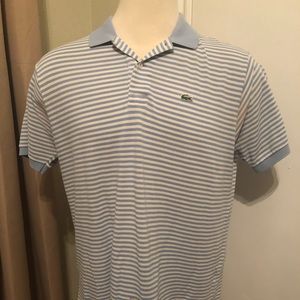Lacoste Polo shirt blue white striped size 7 (XL)